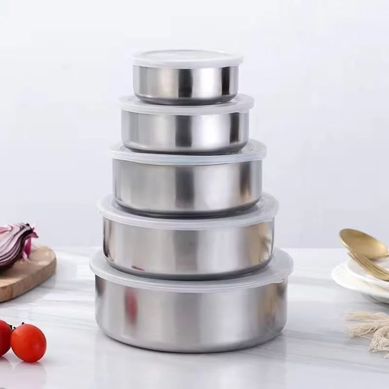 5-Piece Stainless Steel Food Storage Container Set with Airtight Lids – (10cm-18cm)