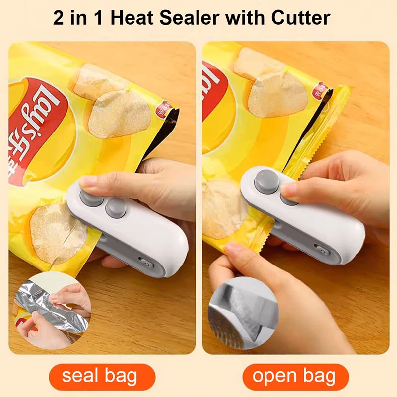 2-in-1 Rechargeable Mini Bag Sealer & Cutter – Portable Heat Sealing Machine