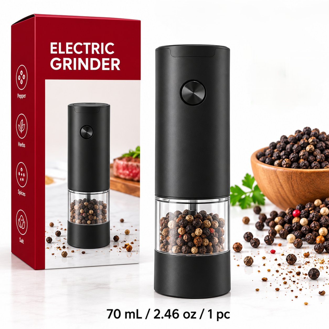 1pc Electric Salt & Pepper Grinder