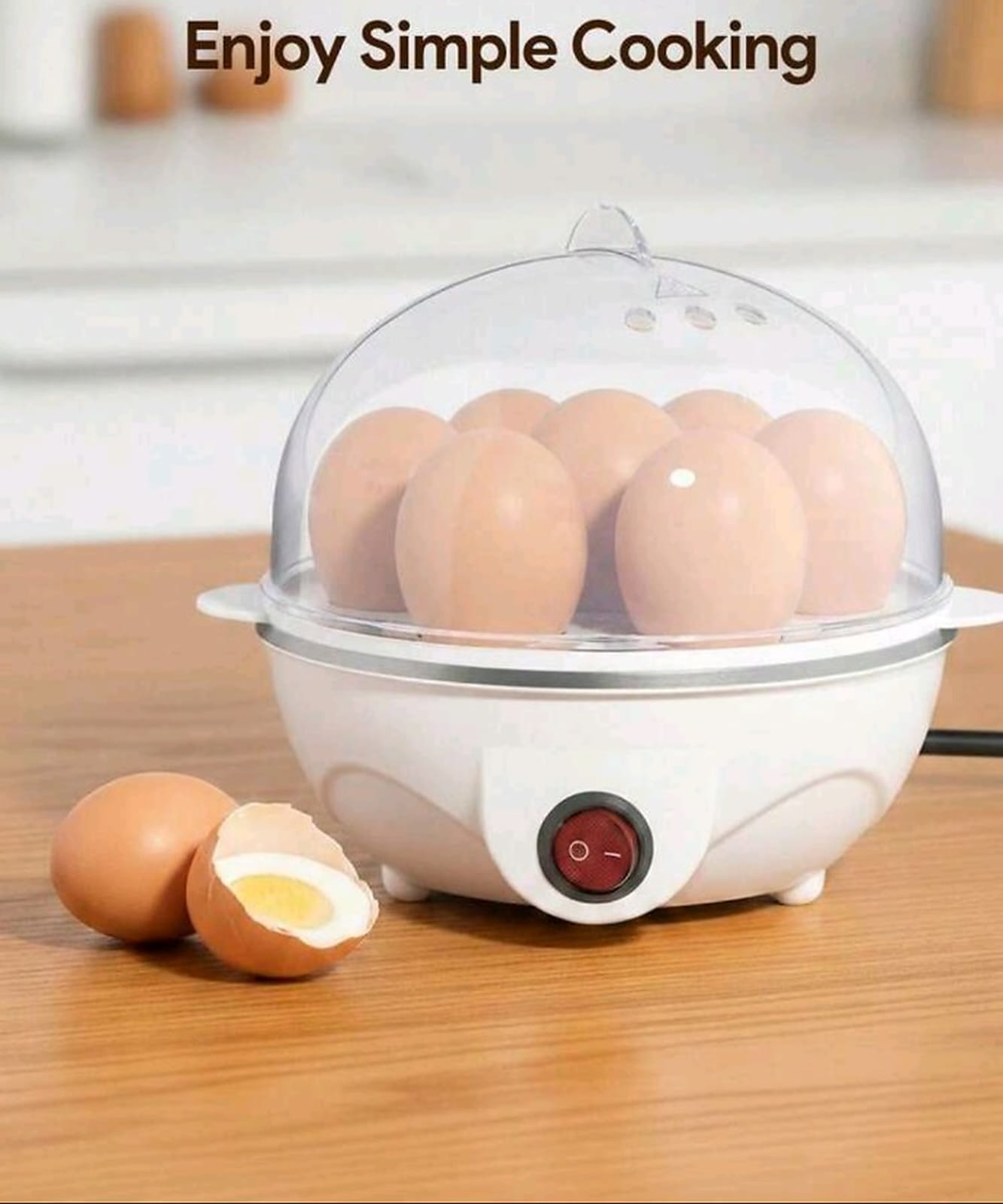 Electric Egg Boiler & Steamer – Compact Automatic Egg Cooker with Stainless Steel Heating Plate